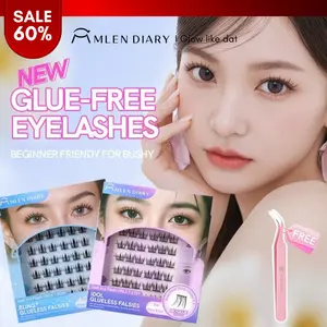 MLEN DIARY Glueless Eyelash - Bulu mata tanpa lem - Langsung tempel, tahan lama, mudah di gunakan (model Idol Look, Baby candy, Bling)