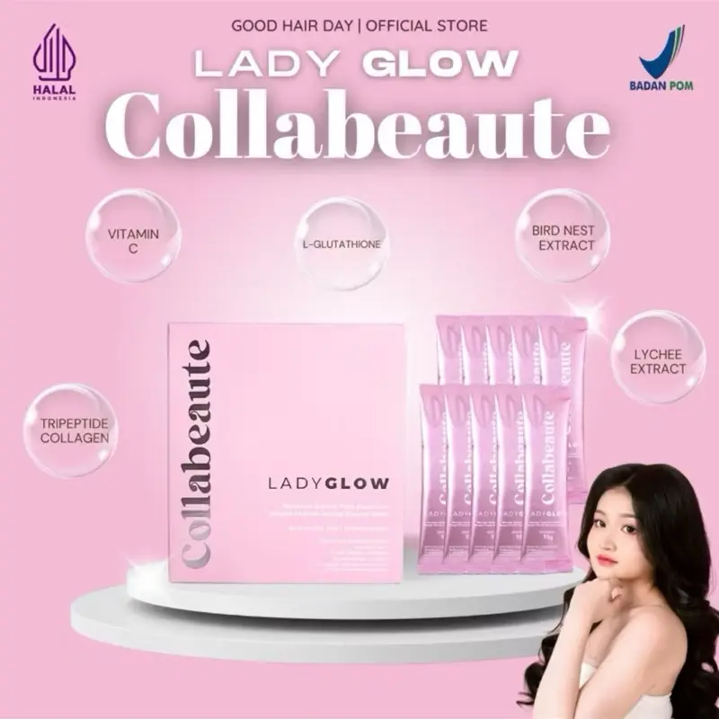 LADY GLOW COLLABEAUTE DRINK 1 BOX ISI 10 | Minuman Collagen Glutathione  Rasa Lychee - Shop | Tokopedia