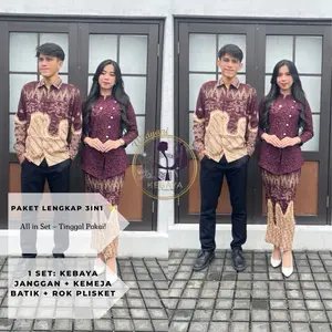 Widyani Kebaya - Couple Set Kebaya Janggan + Rok Plisket Batik & Kemeja Batik | Baju Kondangan & Seragaman