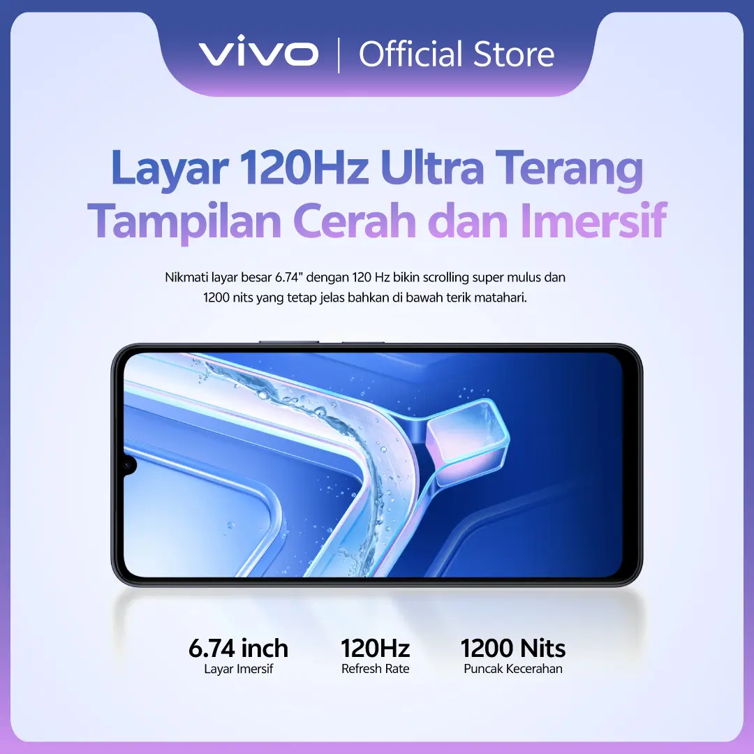 vivo Y05 - Desain Premium, 6500mAh Tahan 3 Hari, IP65 Tahan Hujan, Tahan Banting Ekstrem, Origin OS Performa Lancar, Layar Ultra Tenang 1200nits