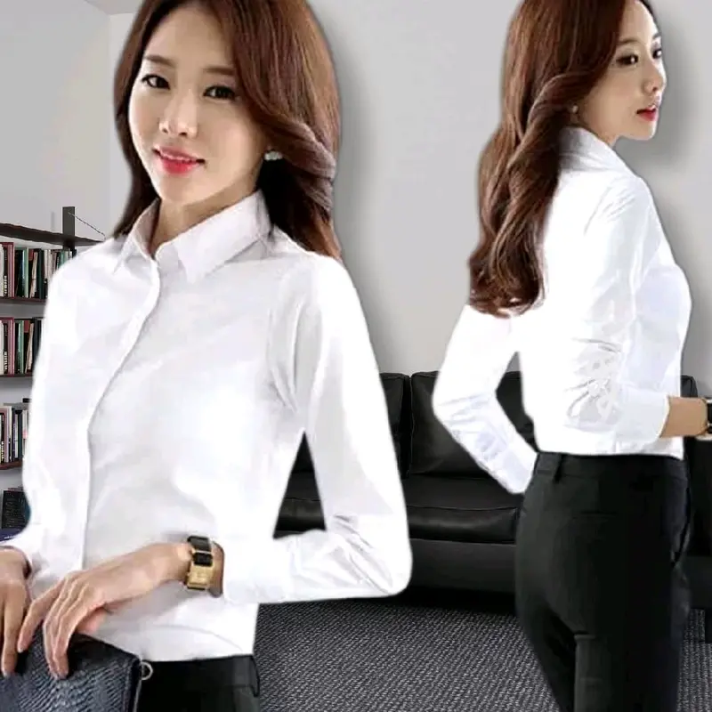 Kemeja Polos Wanita Lengan Panjang Best Kuliah Kerja Premium 0