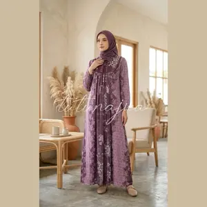 (Ready Stock) TUTUNAJWA Elrasya Set Hijab Dress Motif Sultan Etnik Allsize - Free Hijab
