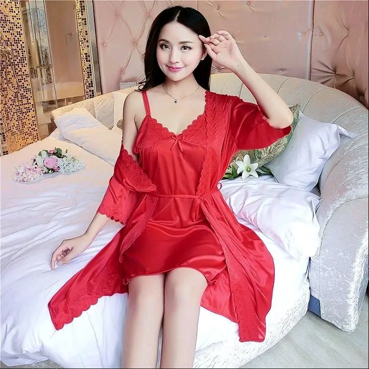 Baju tidur wanita kimono tricot 2in1 lingerie sexy size L dan XXI 6