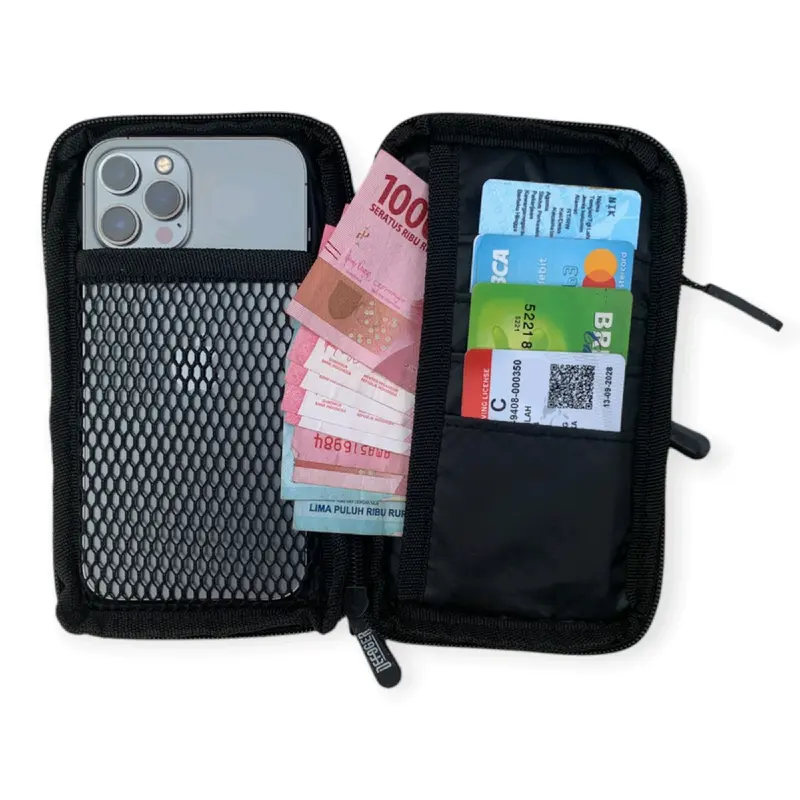 Tas hp - hanging wallet - dompet kartu & hp - tas selempang pria - ABU Hitam 4