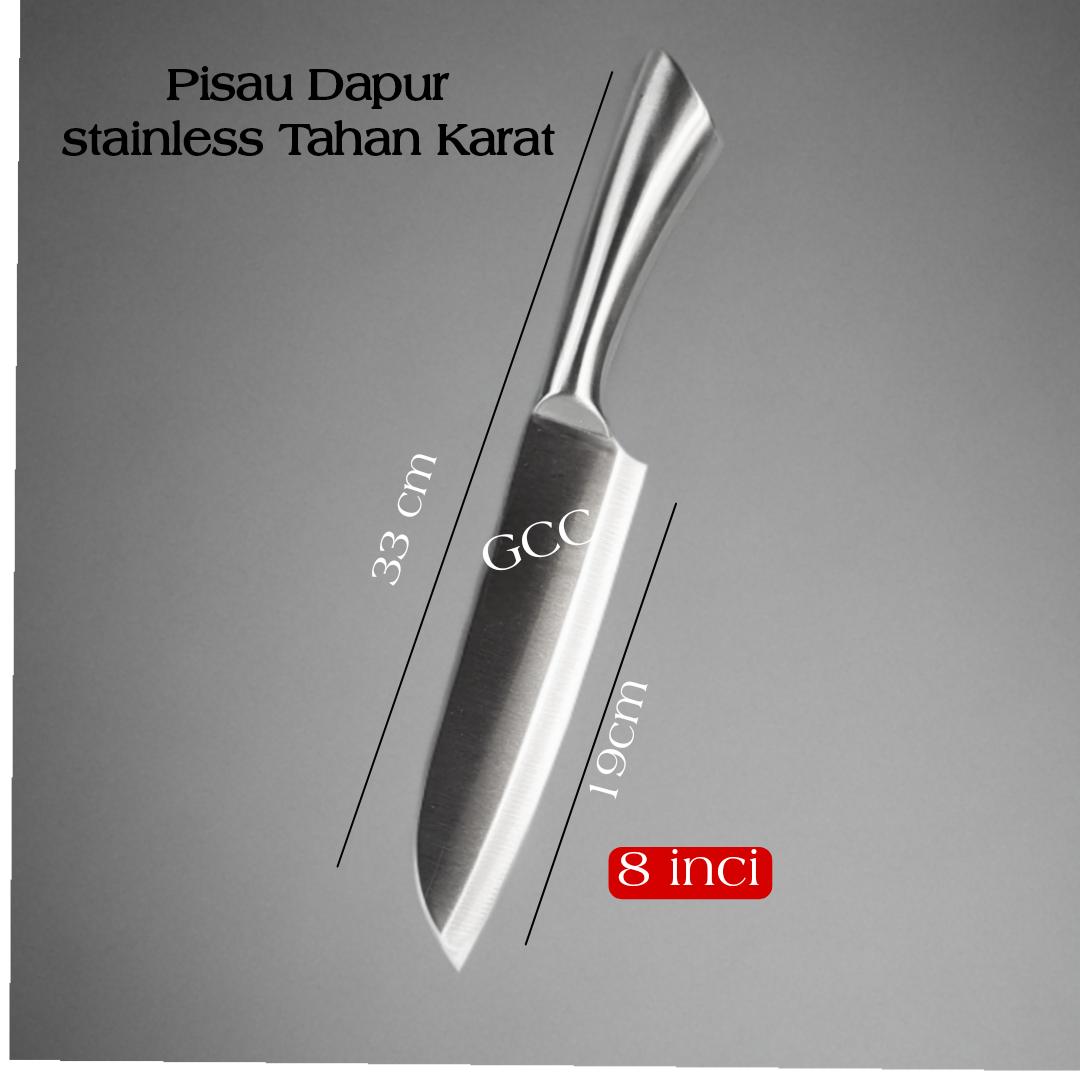 Pisau Koki Chef Stainless STeel Tahan Karat 8 Inci Pisau Dapur Daging Memotong Mnegiris Maupun CIncang