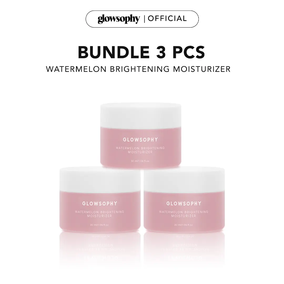 Glowsophy Bundle 3 Pcs Watermelon Brightening Moisturizer Niacinamide Mugwort Gel Day and Night Skincare 30 ml