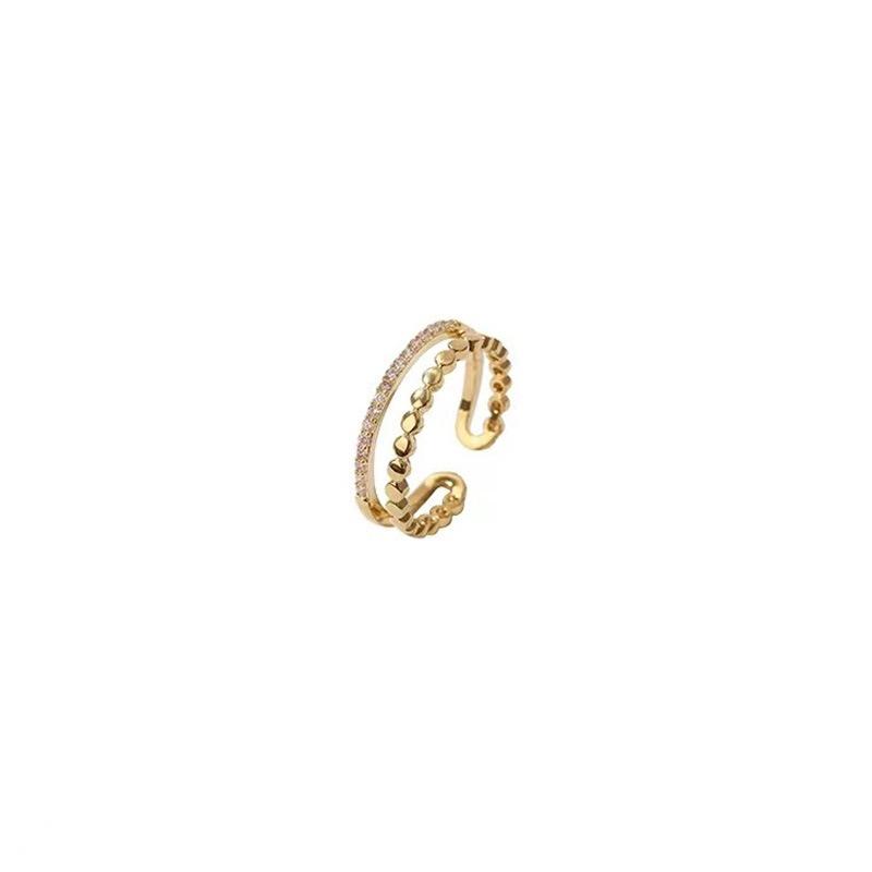 Simple double split ring Zircon Beehive chic personality Ring ins versatile adjustable ring for women clicker  septum citrine  bracelet aura  ring cincin  jepang bell  pepper  bracelet gilver  jewelry wisteria  necklace limbal  ring chain  necklace 3