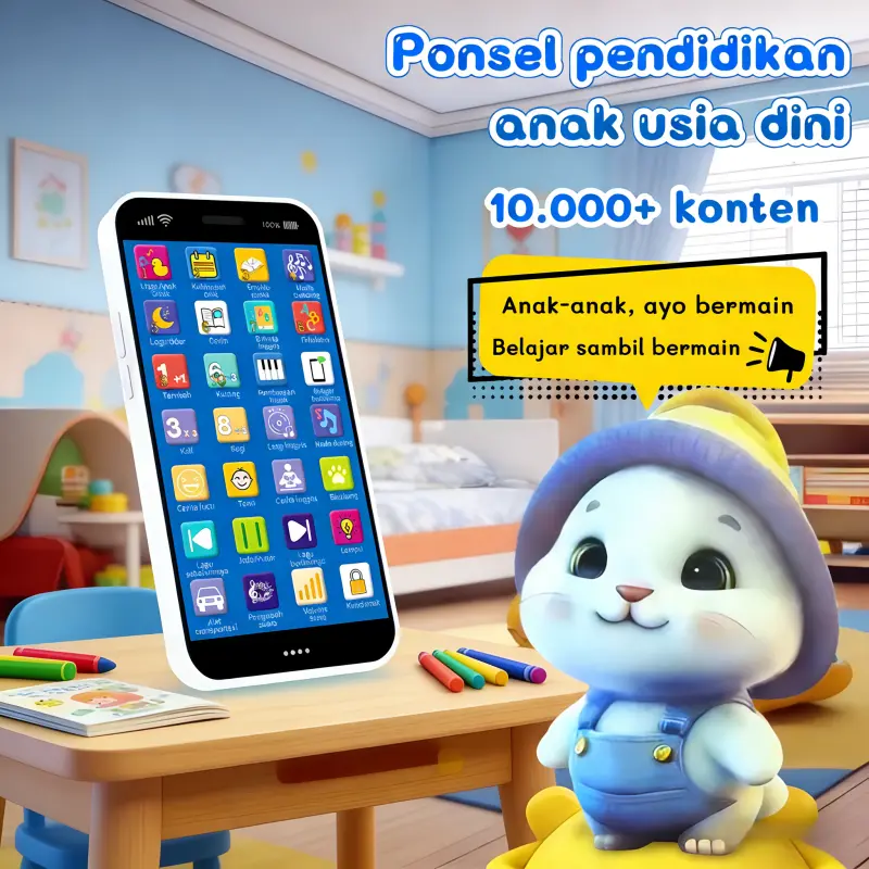 Toy Tablets & Computers Mainan Telepon Edukatif Anak dengan Desain Ringan & Portabel, Mudah Dibawa Saat Bepergian Jalan-jalan atau Liburan, Anak Tidak Akan Rewel di Perjalanan, Tetap Bisa Belajar Sambil Bermain Dimana Saja, Bayar di Tempat COD