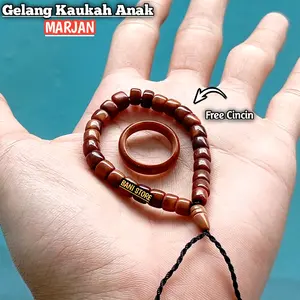 ORIGINAL gelang kayu Kokka kaukah (MARJAN ANAK) 27-28 Butir 4-9 Tahun BONUS CINCIN 100% Ori Kaukah Kokka Bracelets Costume Fashion