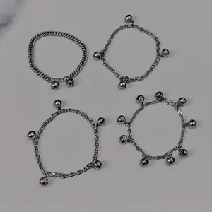 Gelang Kaki Bayi Krincing Bahan Baja Putih Titanium Stainlees Steel 2-9 Krincing