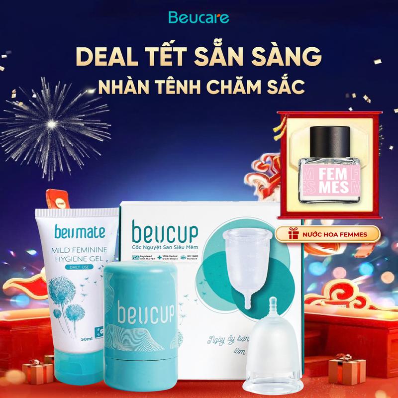 Bộ BEUCUP Cốc Nguyệt San Silicon Nữ Giúp Chống Tràn An Toàn Giảm Thiểu Rò Rỉ - CN601