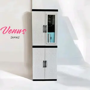 Lemari Plastik Kaca dengan Tiang Gantungan - Model Mewah - Furniture le maripakaian