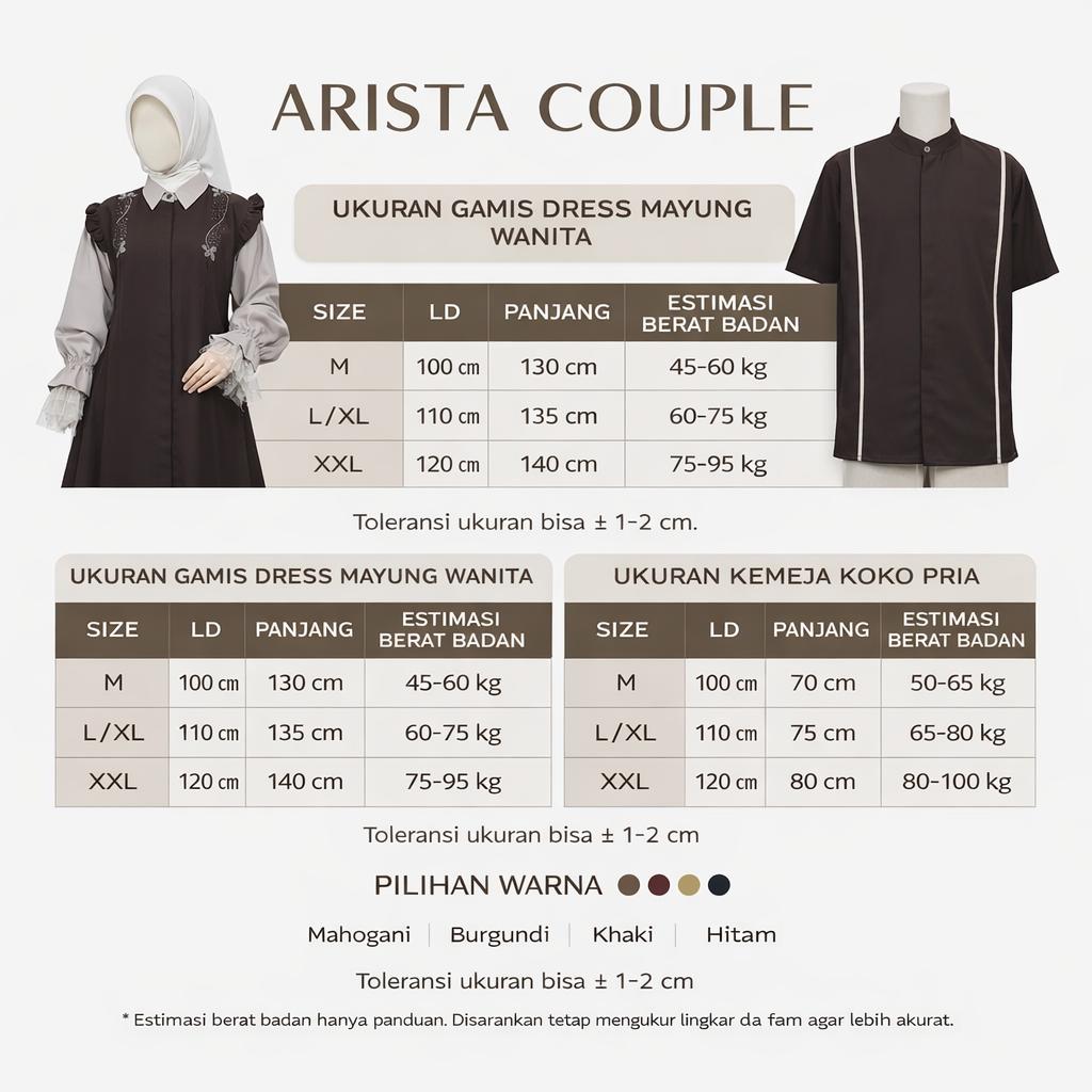 (Harga Satuan) Arista Couple Pasangan Baju Gamis Dress Wanita Muslim Bahan Kain Sabrina Anti UV Kombinasi Swarovsky Bunga & Kemeja Atasan Koko Pria (Harga Satuan) Arista Couple Pasangan Baju Gamis Dress Wanita Muslim Bahan Kain Sabrina Anti UV Kombinasi Swarovsky Bunga & Kemeja Atasan Koko Pria