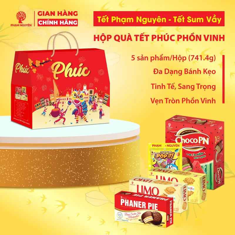 [MUA 3 GIẢM 15%][HỘP QUÀ TẾT CAO CẤP 2026] Hộp quà tặng Tết Phúc phồn vinh 741,4g