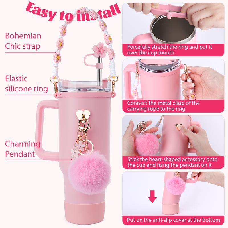 Stainless Steel Vacuum Insulated Cup Accessories 7-Piece Set (Note: Cup Accessories Do Not Include Cups) for Various Glasses, Water Bottles and Thermos Flasks - Fun Accessories for Girls with Stretch Lids, Fun Gifts 10 9ac42f156cfc47778a0c681f7beb37bc~tplv aphluv4xwc resize jpeg:800:800
