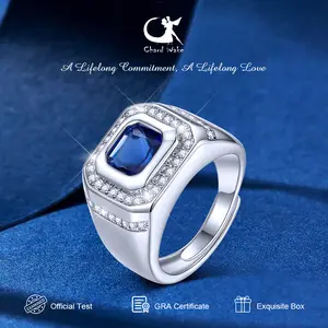 【003Harga telah dibanting, segera di CO】Chard Wake Cincin Pria Original Dilapisi Platinum Perhiasan Pria Tunangan Pernikahan Fashion Cincin Cowok CWR038-Blue