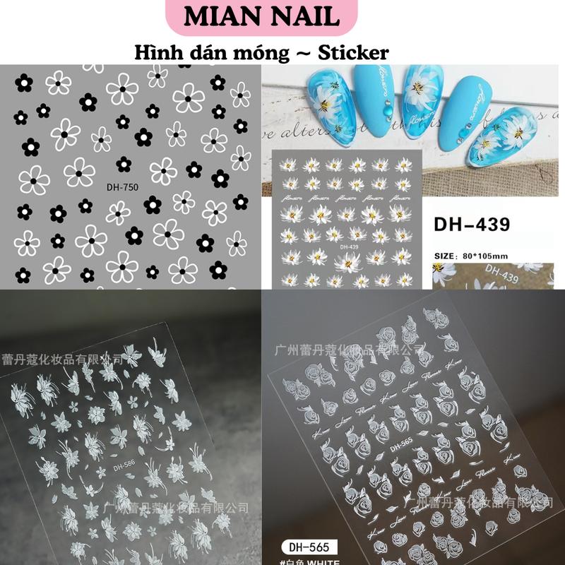 Bộ dán sticker móng tay với nhiều mẫu hoa 3D quả stiker nơ - Làm Nail