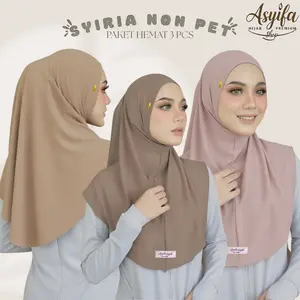 (Asyifa Hijab) Paket 3pcs Hijab Bergo NON PET Size M/ Jersey premium