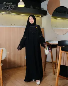 Hijab Pratiwi Abaya Shanum Dress Muslim Wanita Crinkle Premium Kombinasi Swaroksi Cantik Elegan Gamis Dewasa Remaja Jumbo Hitam Mewah Tangan Karet Wudlu Friendly Bahan Crinkle Premium Halus Lembut Tidak Nerawang