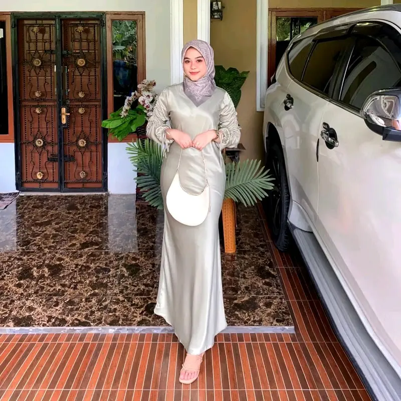 Dress Darla Silk Satin Velvet Terbaru Dress Kondangan Wanita Bridsmeid//Dress Lebaran Kekinian 4