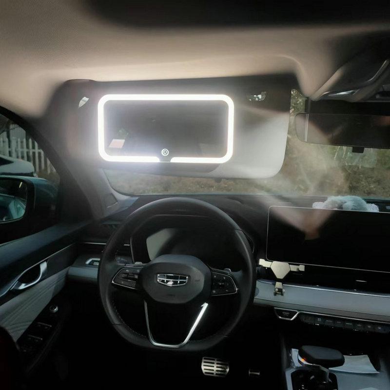 Cermin Rias LED Portabel untuk Visor Mobil dengan 3 Pilihan Cahaya Sensor Sentuh & Perlindungan Mata - Cermin Aluminium Jernih & Lampu LED Lembut