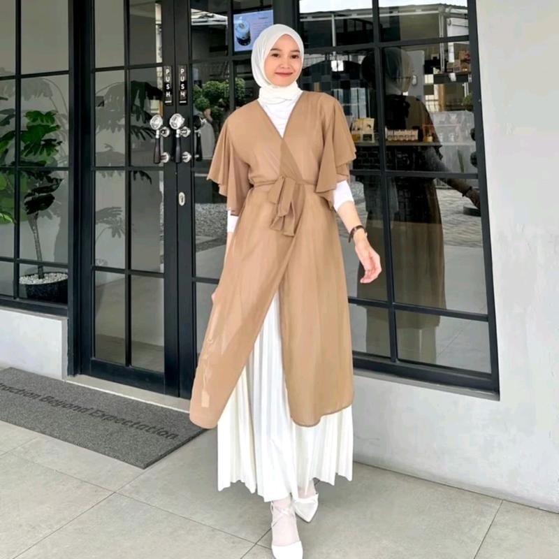 Tunik cerutty/atasan wanita dewasa kekinian Muslim Outer Simple Ceruty clara  long 8