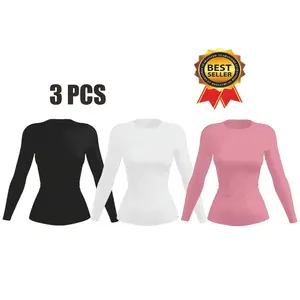 Paket 3pcs Manset Baselayer Wanita Baju Olahraga Running Volly Senam Gym Kaos Gunung Sport
