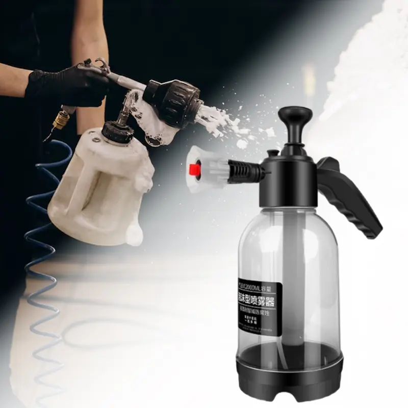 Bình Xịt Bọt Áp Lực Tay Cho Xe Hơi, Dung Tích 2000ml, Chắc Chắn Và Dễ Phối Đồ Tiết Kiệm Sức Lao Động, Đi Kèm Với 2 Vòi Phun, Thích Hợp Để Làm Sạch Xà Phòng, 12,5x33cm, Cho Vệ Sinh Xe Hơi 3