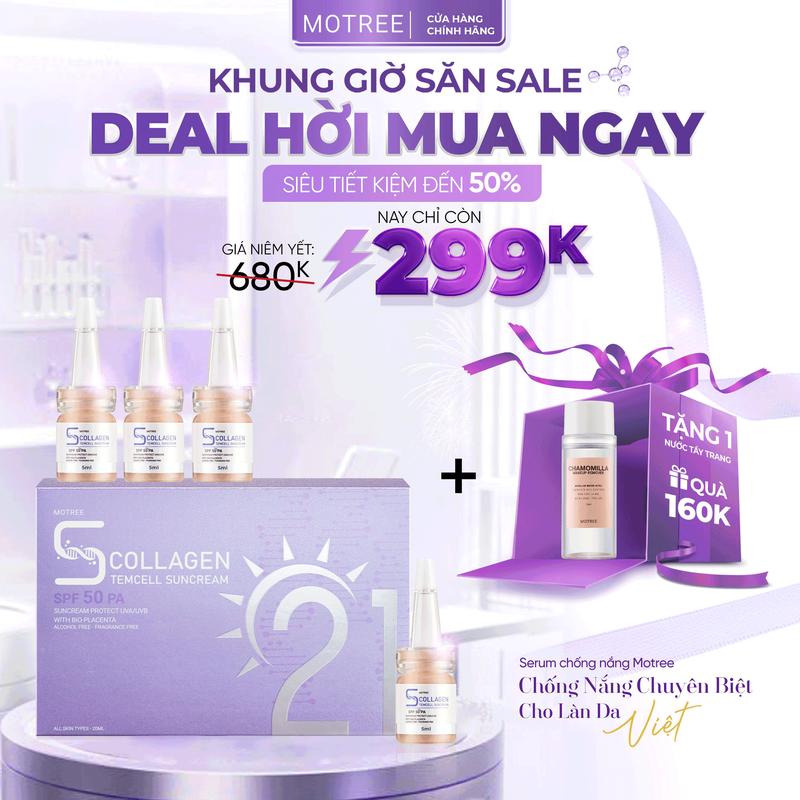 Serum Chống Nắng Tế Bào Gốc 5 in 1 Motree 20ml hộp - 6 màng lọc chống nắng - Che phủ Khuyết Điểm Nâng Tone