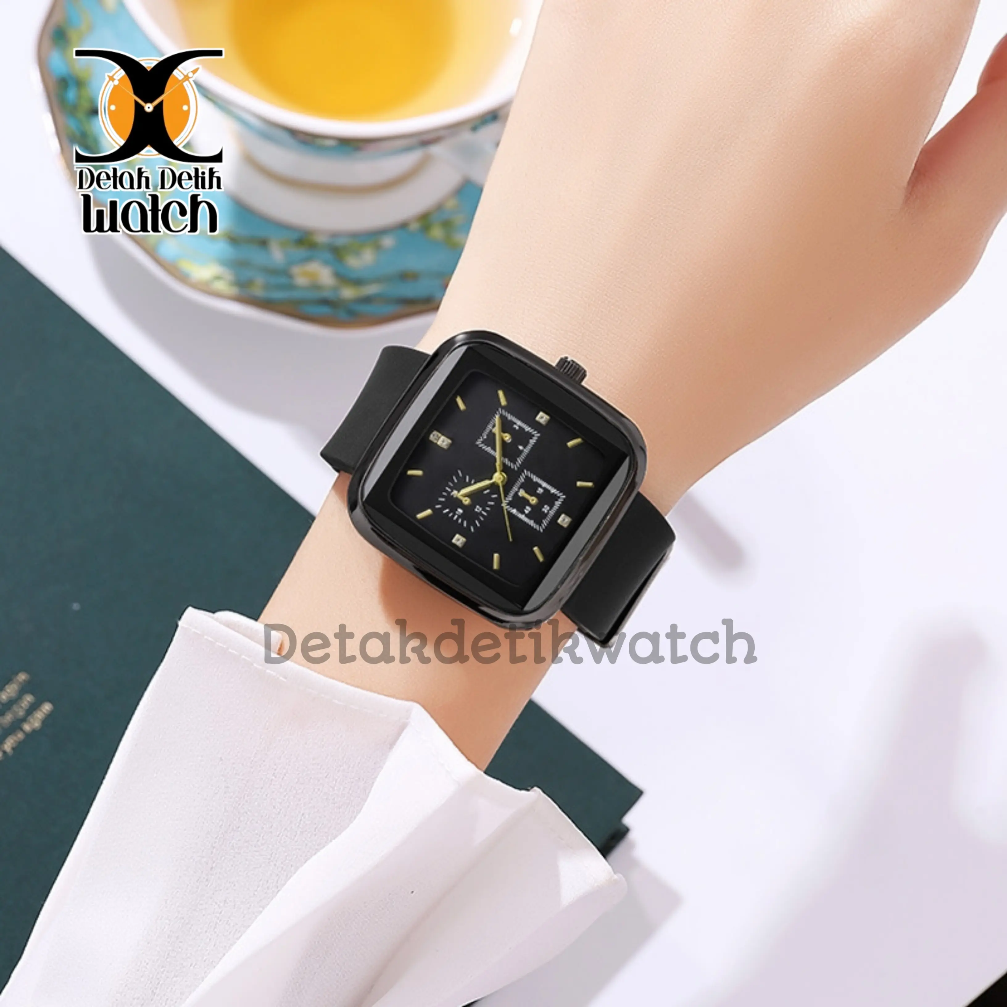 Jam Tangan Wanita Kekinian Persegi Rubber