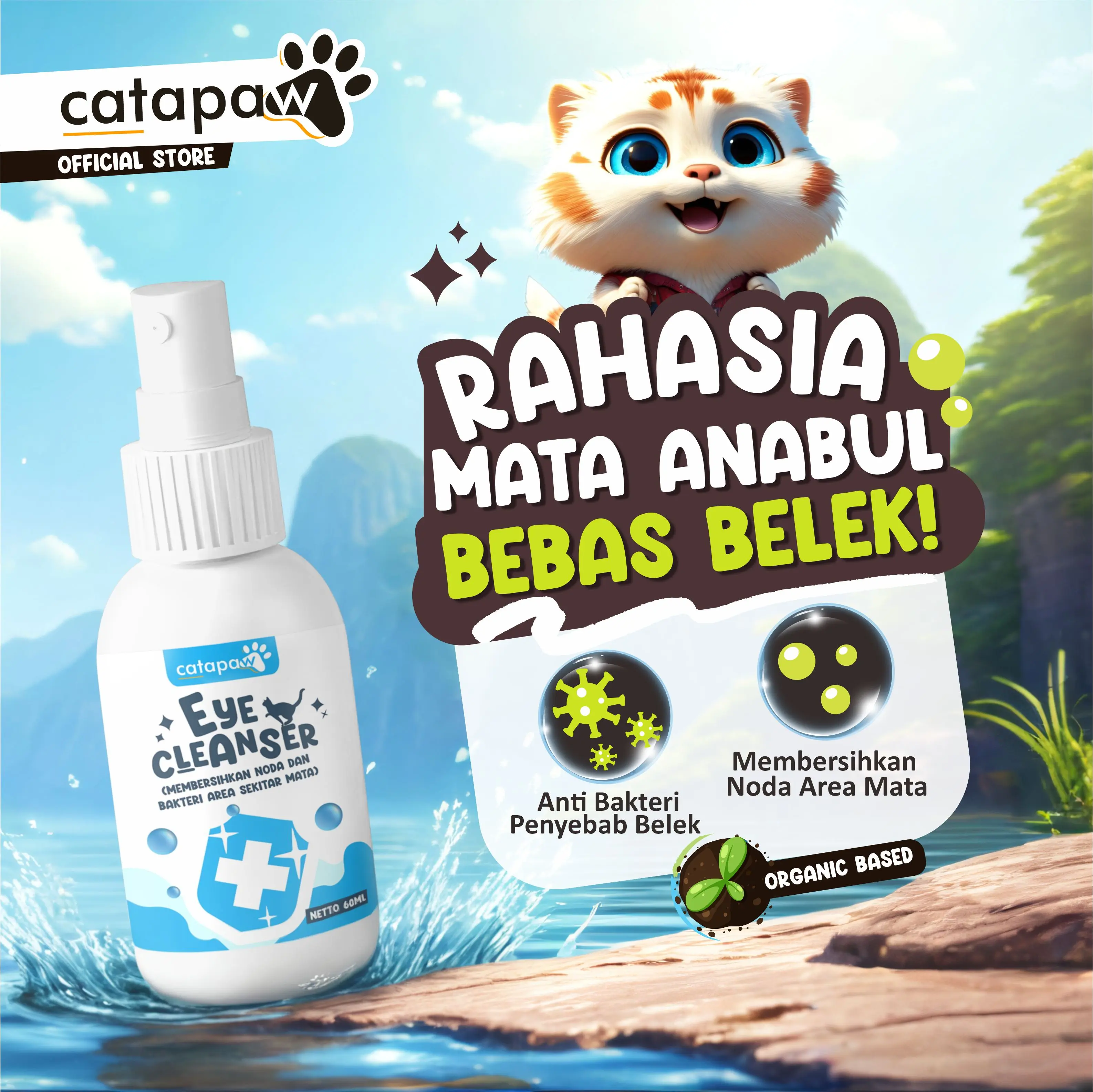 Catapaw Obat Spray Pembersih Mata Kucing Anti Infeksi Belekan dan Iritasi