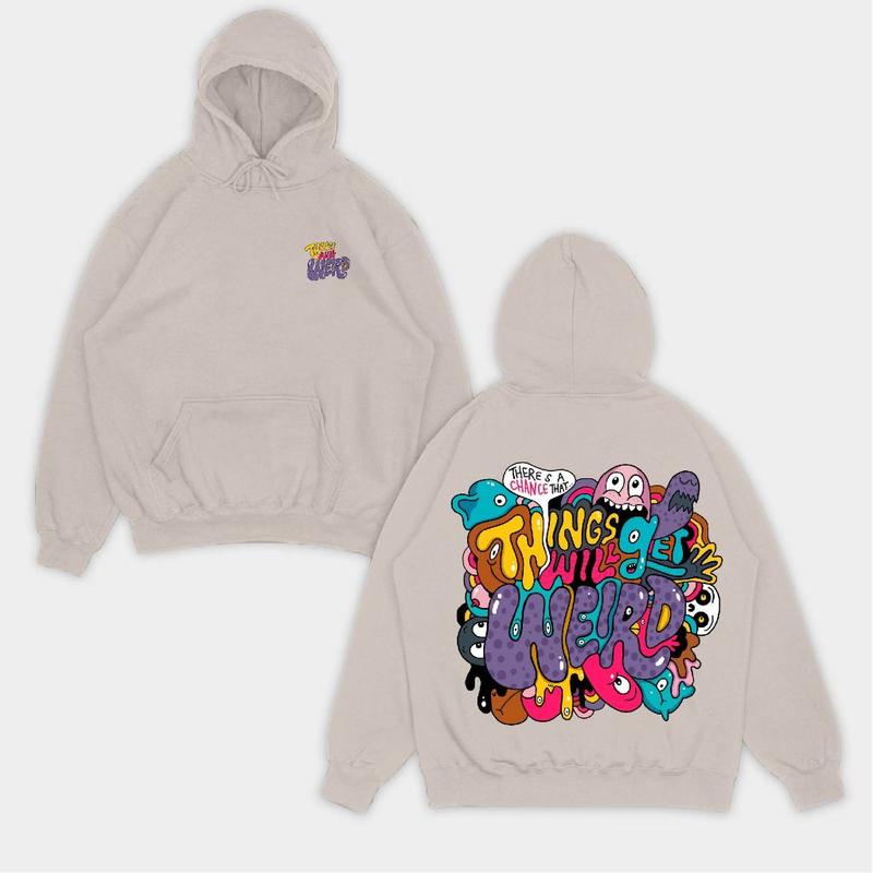 SWEATER POLOS Hoodie Jumper THINGS WILL WEIRD ( Sablon Depan Belakang ) Size M-XXL ( Pria & Wanita ) 1