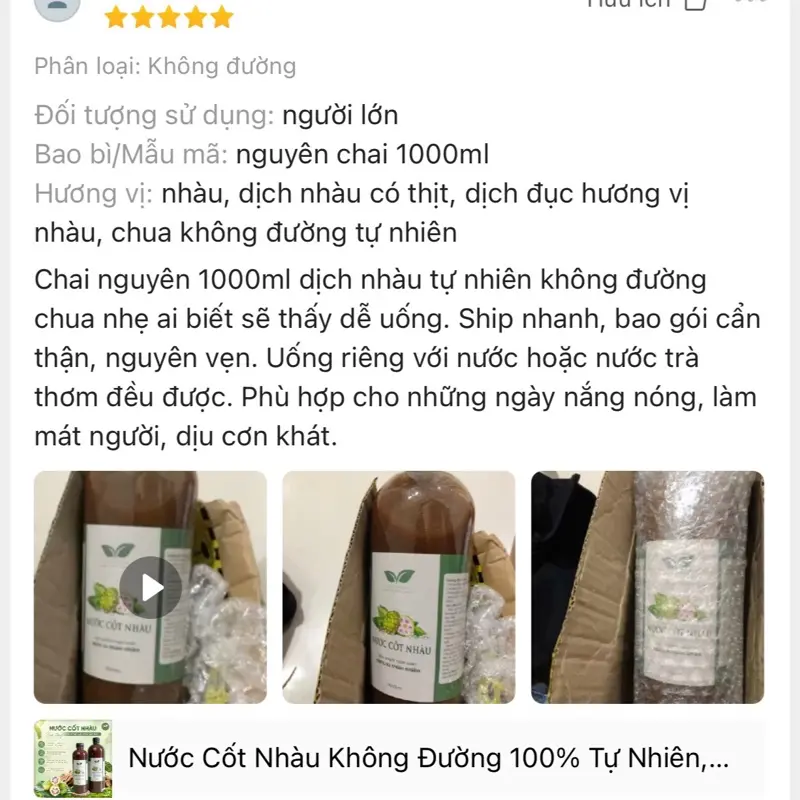 Nước Cốt Nhàu Không Đường 100% Tự Nhiên, Không Chất Bảo Quản, Tốt Cho Sức Khoẻ, Chai 1000ml 7