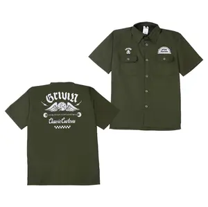 Grivin Workshirt kemeja Clasic Army Ukuran S M L XL XXL Pendek work shirt Bordir Nyaman Kancing Kantong Pria Tactical Cowok Basic Kerja