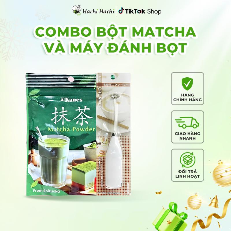  Combo 1 gói Bột Matcha Nhật Bản Kanes 50g và 1 Máy tạo bọt sữa cà phê cầm tay Echo Metal - Hachi Hachi Japan Shop 