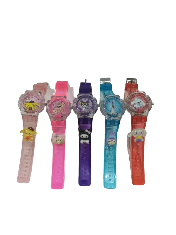 jam tangan anak ada melody dan lampu warna - warni Fashion Karet Led Perempuan 5