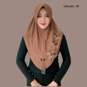 Indah Store - Hijab Instan Bergo Ped Sabit Jersey BORDIR HAURA By Padli Cantik Tebal
