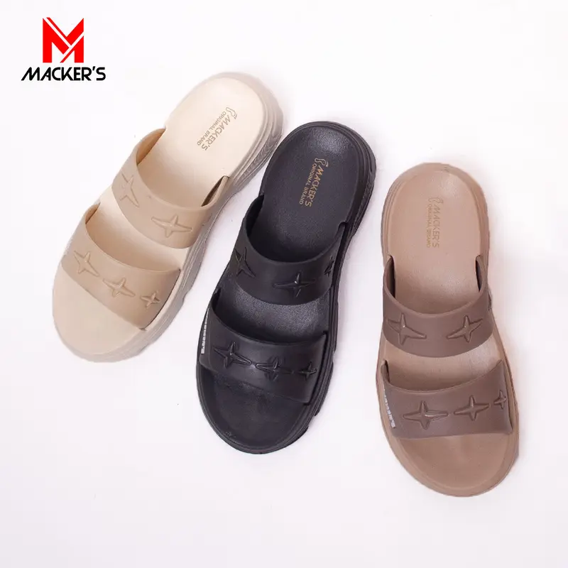 [MACKER'S] 2411 Sandal Slop Karet Wanita Tinggi Tebal Model Kasual Kekinian Fashionable 5