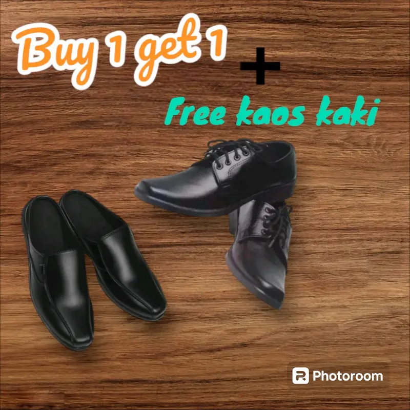 Sepatu Pantofel PriaFree Sandal Bustong - Gratis Kaos Kaki sepatu guru cowok 0