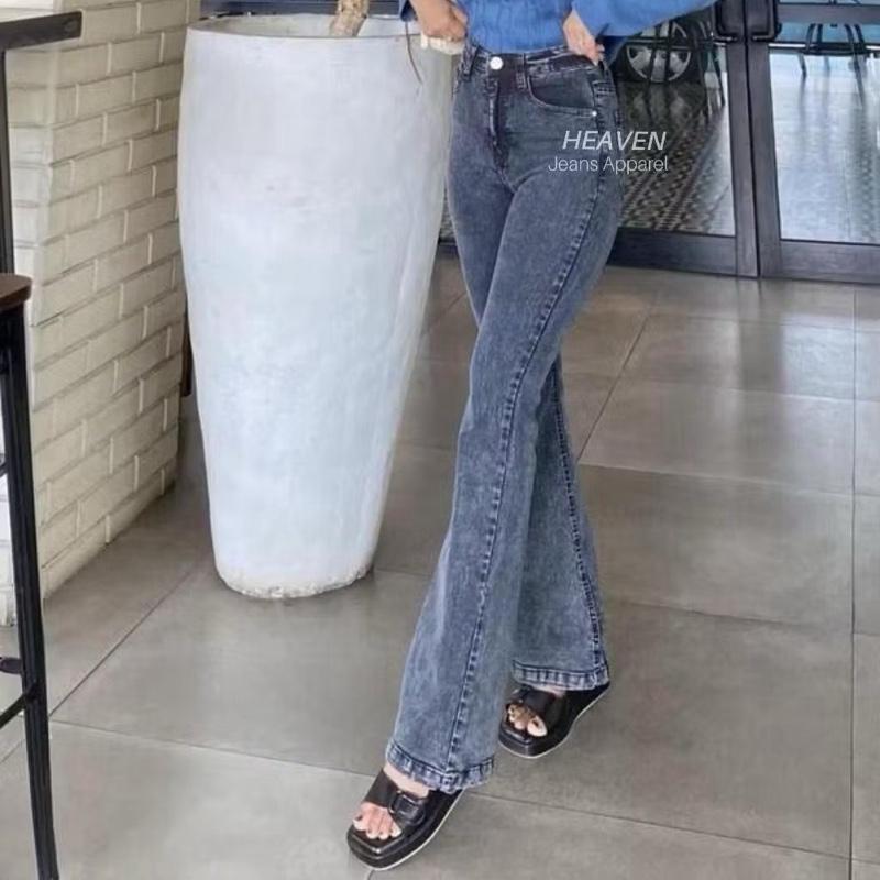 Celana Highwaist Cutbray Jeans Loose   Panjang Wanita Korean Style Denim Melar Kekinian Cewek 1