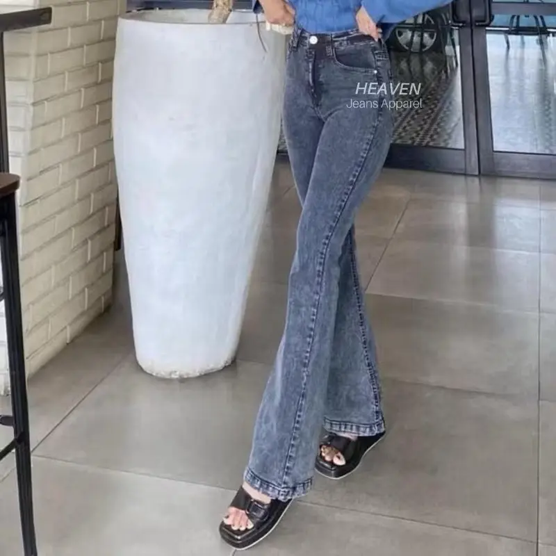 Celana Highwaist Cutbray Jeans Loose   Panjang Wanita Korean Style Denim Melar Kekinian Cewek 1