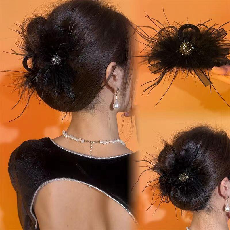 Kẹp Tóc Lông Vũ Cho Nữ Kẹp Tóc Càng Cua Cá Mập Sáng Bóng Phụ Kiện Tóc Thời Trang