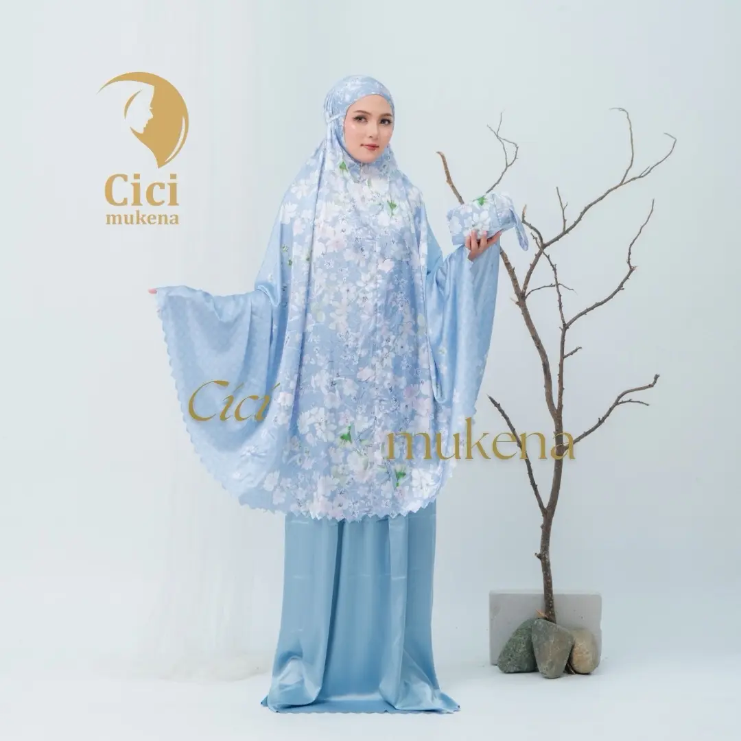 Mukena aramny silk Talitha Cicimukena 2 in 1 Travel dewasa  armany Printing premium laser cutting zipper  Motif