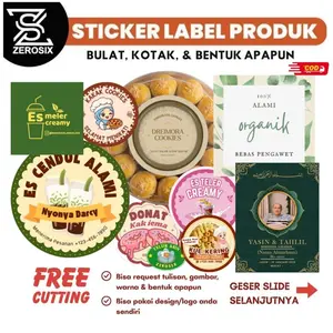 [600pcs] Stiker Bulat / Kotak / Oval Label Kemasan Makanan Minuman Snack Kue Kering | Stiker Terimakasih Selamat Menikmati | Stiker Packing Chromo || Bebas Custom Bentuk & Tulisan