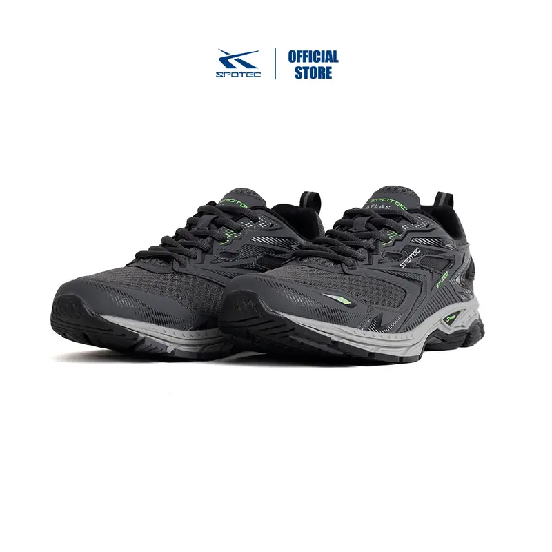 Spotec Running Atlas Sepatu Lari Pria Wanita Abu Tua Hijau Cerah Ukuran 37