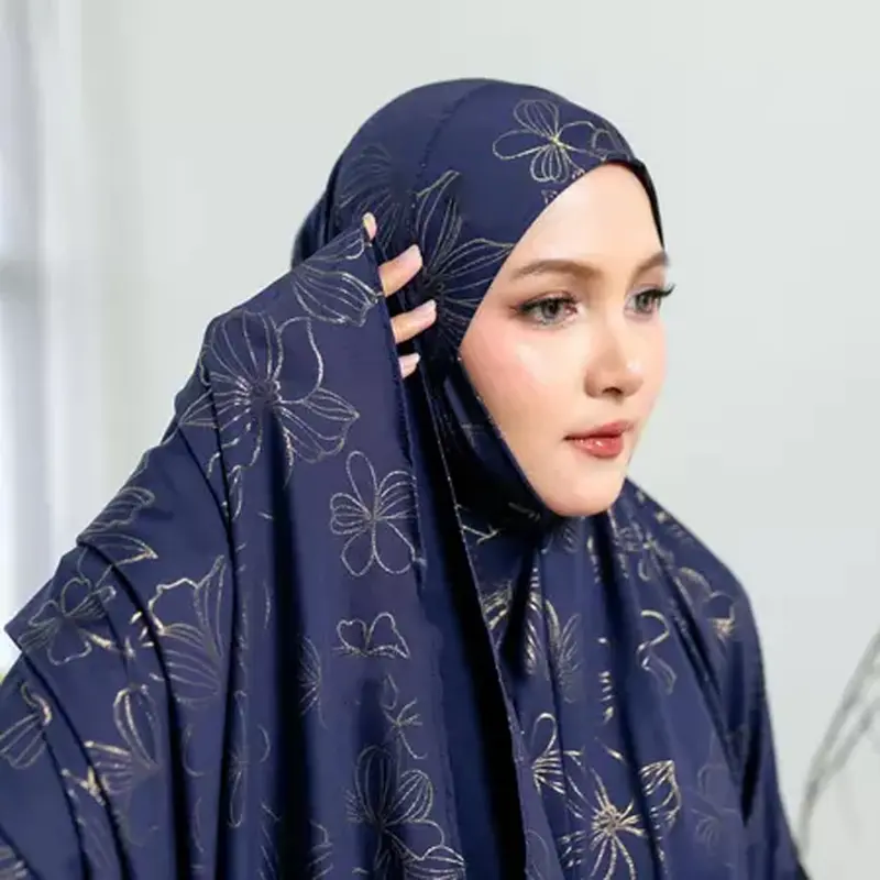 [ FREE BAG ] Mukena Jersey Premium Jumbo Motif Print Bahan Spandek Jersey - Mukna Jersi Wanita Muslim - Pakaian Muslim 4