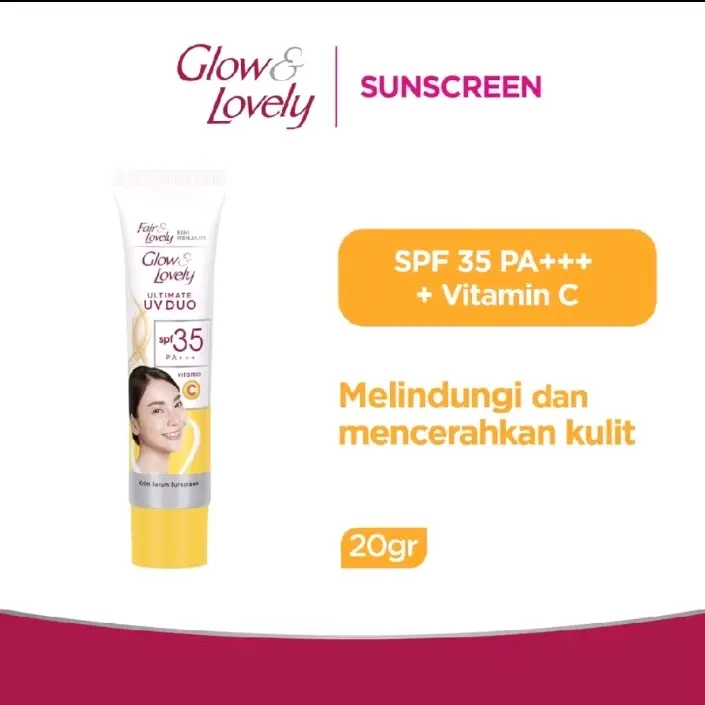 glow & lovely ultimate uv duo krim sunscreen spf35 pa+++ 20g