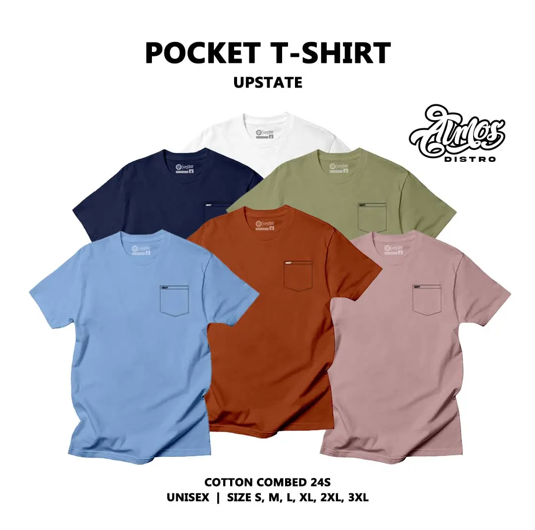 KAOS POCKET SAKU UPST ORIGINAL Upstate VOL 2 cotton COMBED 24s Oblong Pendek Distro Kantong Katun  Cowok  Bandung  Pria  Baju
