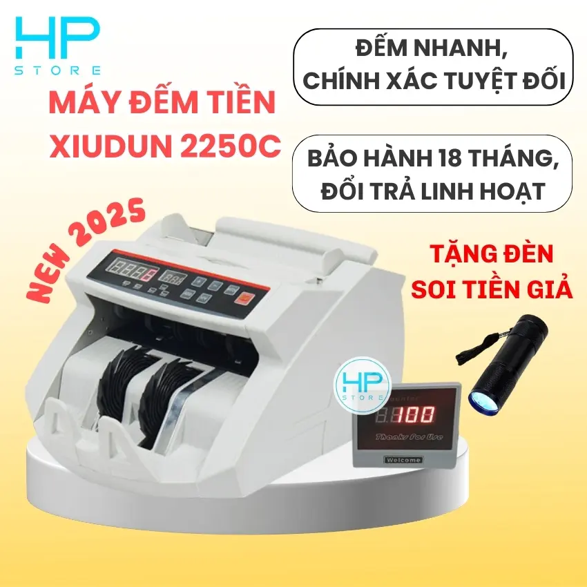 Máy đếm tiền mini XIUDUN 2250C, giá rẻ, siêu bền, bảo hành 18 tháng
