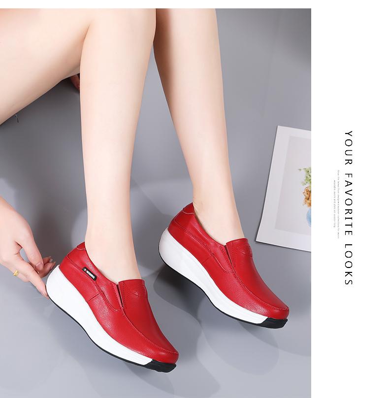 Product Introduction of New-style leather casual thick-soled overshoes mother shoes women's shoes Girl Walking Shoes Footwear Comfort Slipon Nails Dance Parent 11
